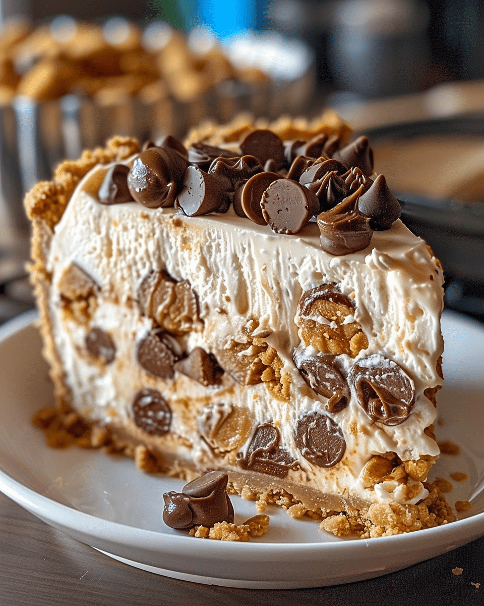 Monster Cookie Peanut Butter Cheesecake Pie