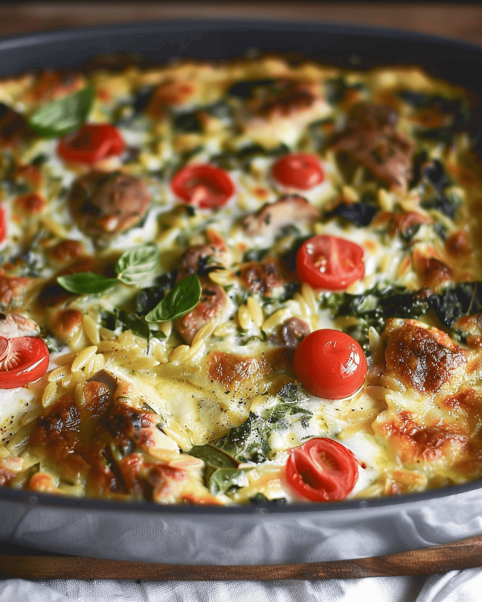 One-Pan Orzo Tuscan Chicken Bake