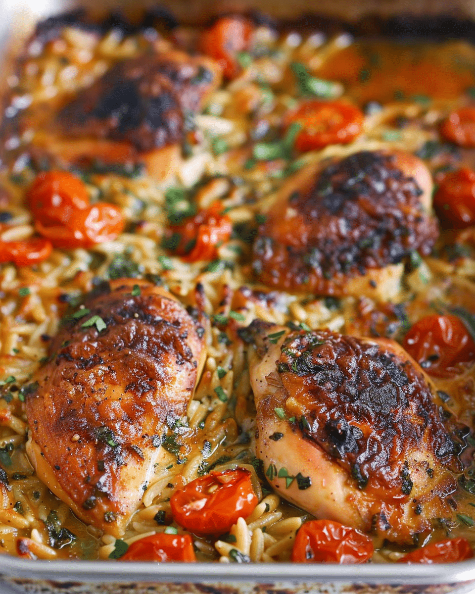 One-Pan Orzo Tuscan Chicken Bake