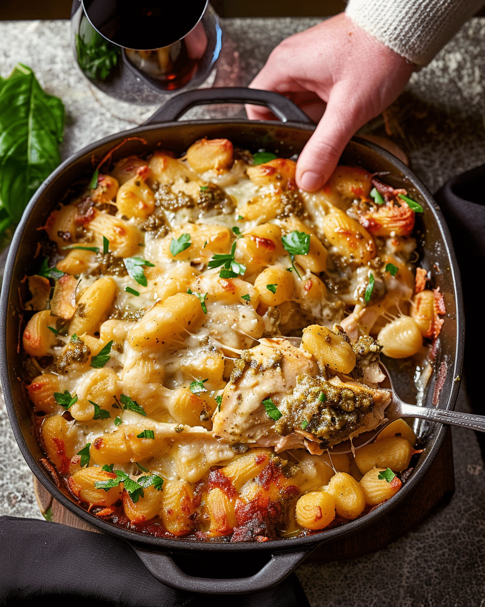 Pesto Chicken Gnocchi Bake