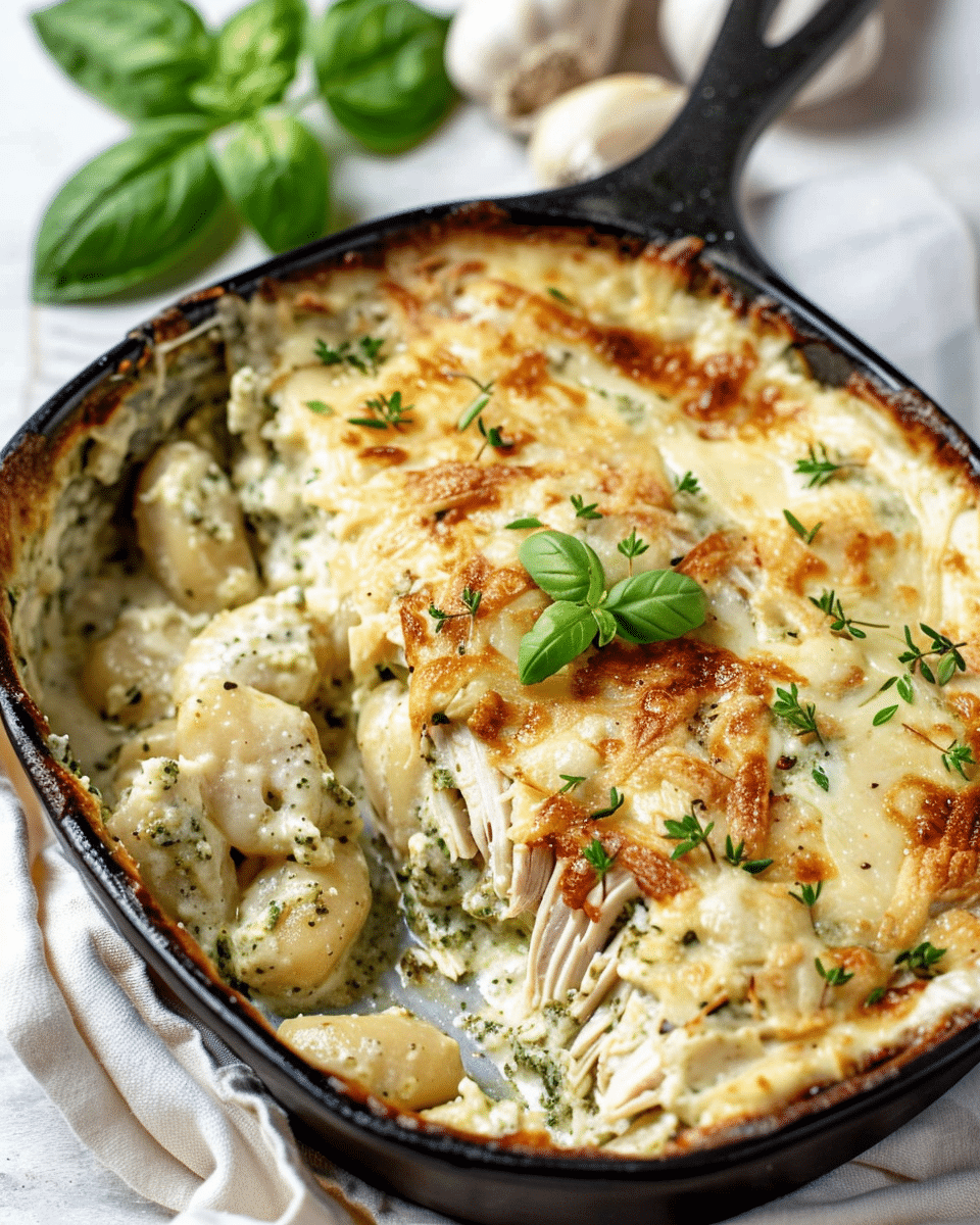 Pesto Chicken Gnocchi Bake