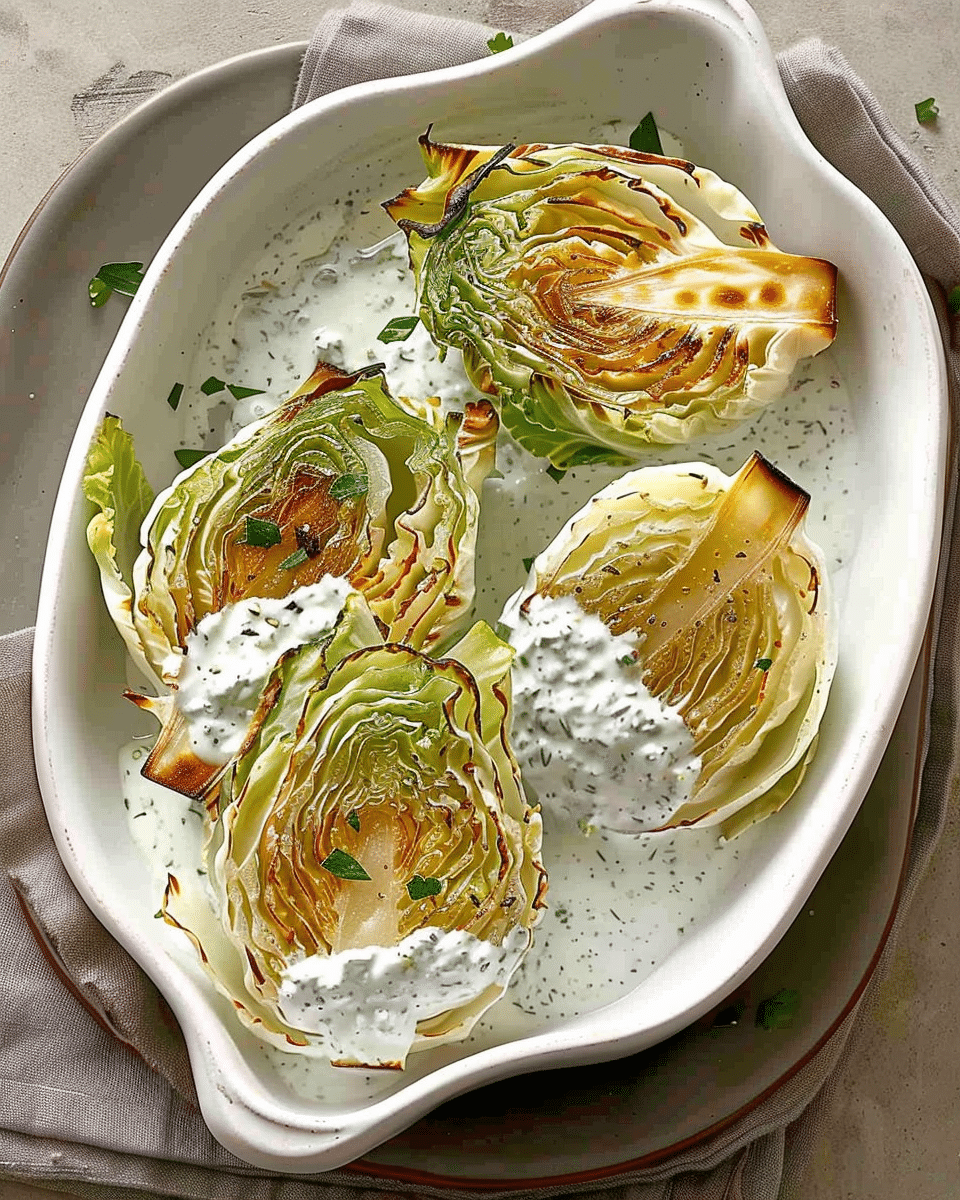 Roasted Cabbage With Yogurt Sauce