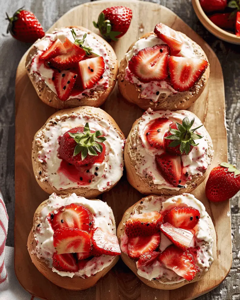 Strawberry Cottage Cheese Bagels