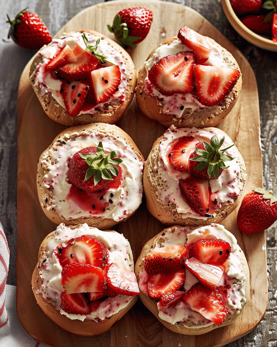 Strawberry Cottage Cheese Bagels