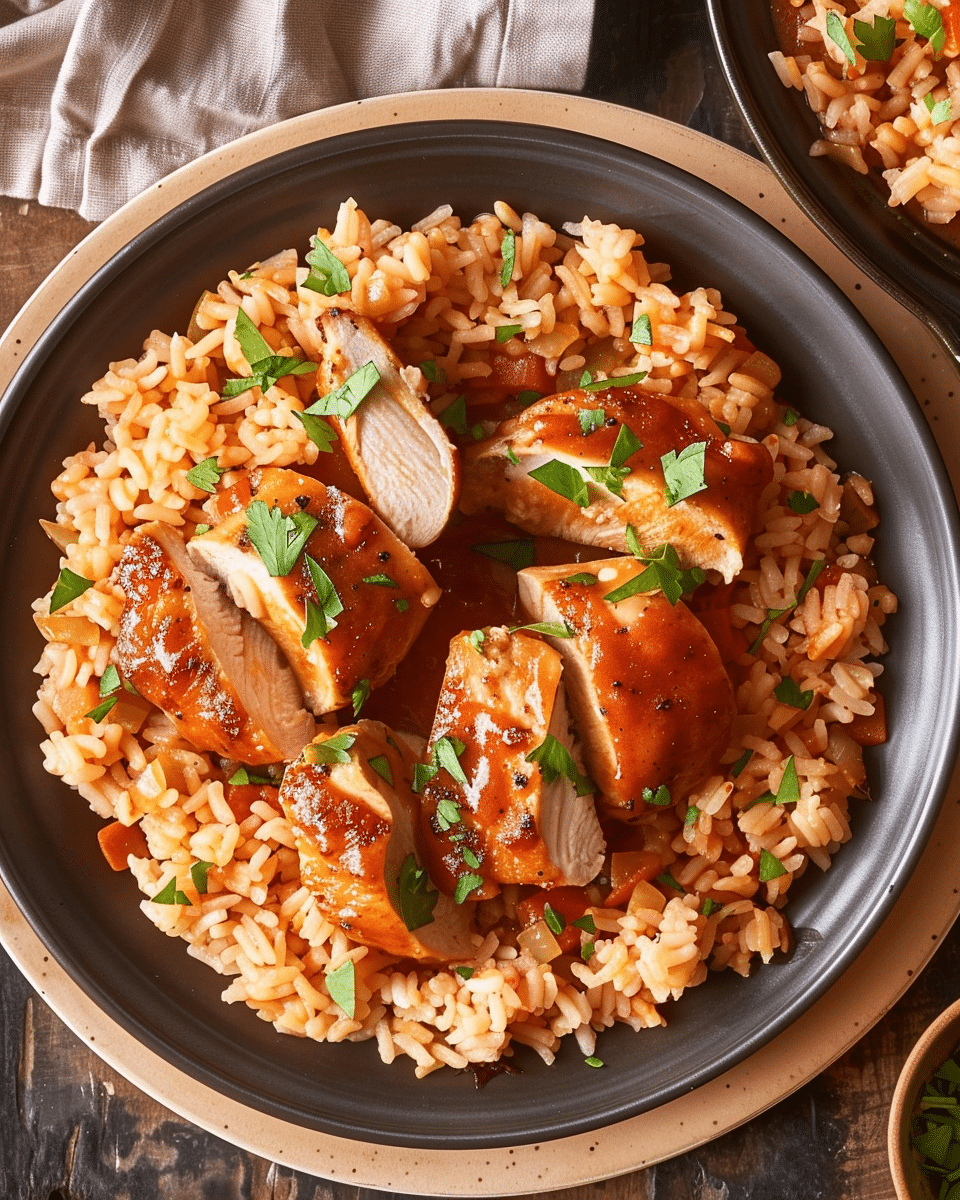 Sweet & Savory Chicken with Spicy Carbonara Brothy Rice