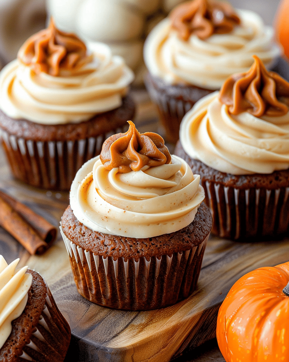Pumpkin Cupcakes with Brown Sugar Cream Cheese Frosting