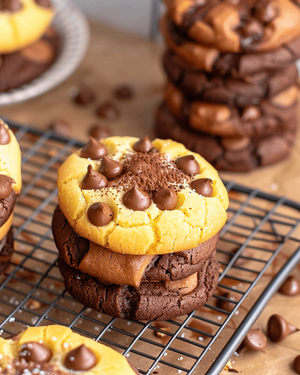 Thick And Fudgy Brookie Cookies