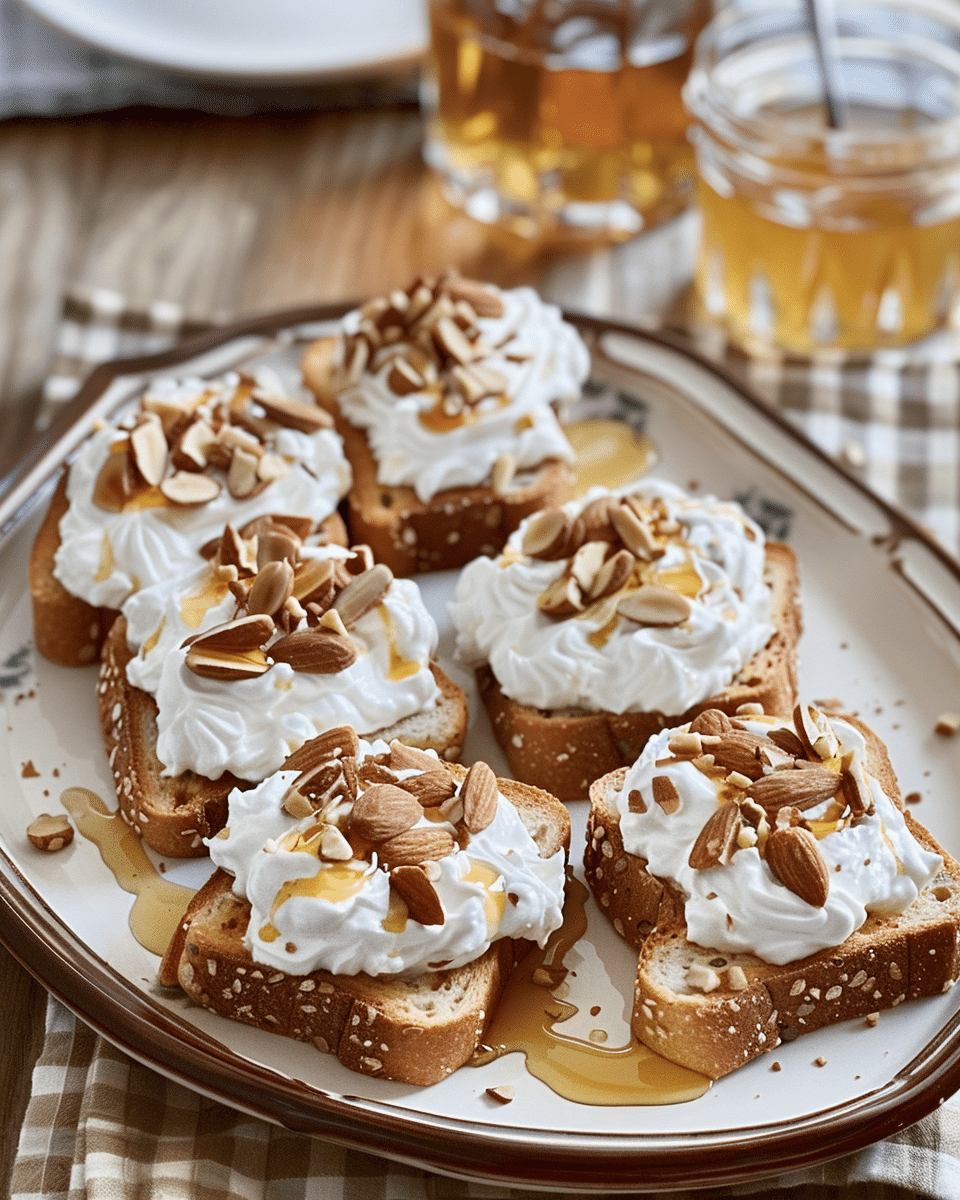 Yogurt Toast With Almonds And Honey