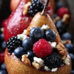 Baked Pears With Berries, Honey, Walnuts & Blue Cheese