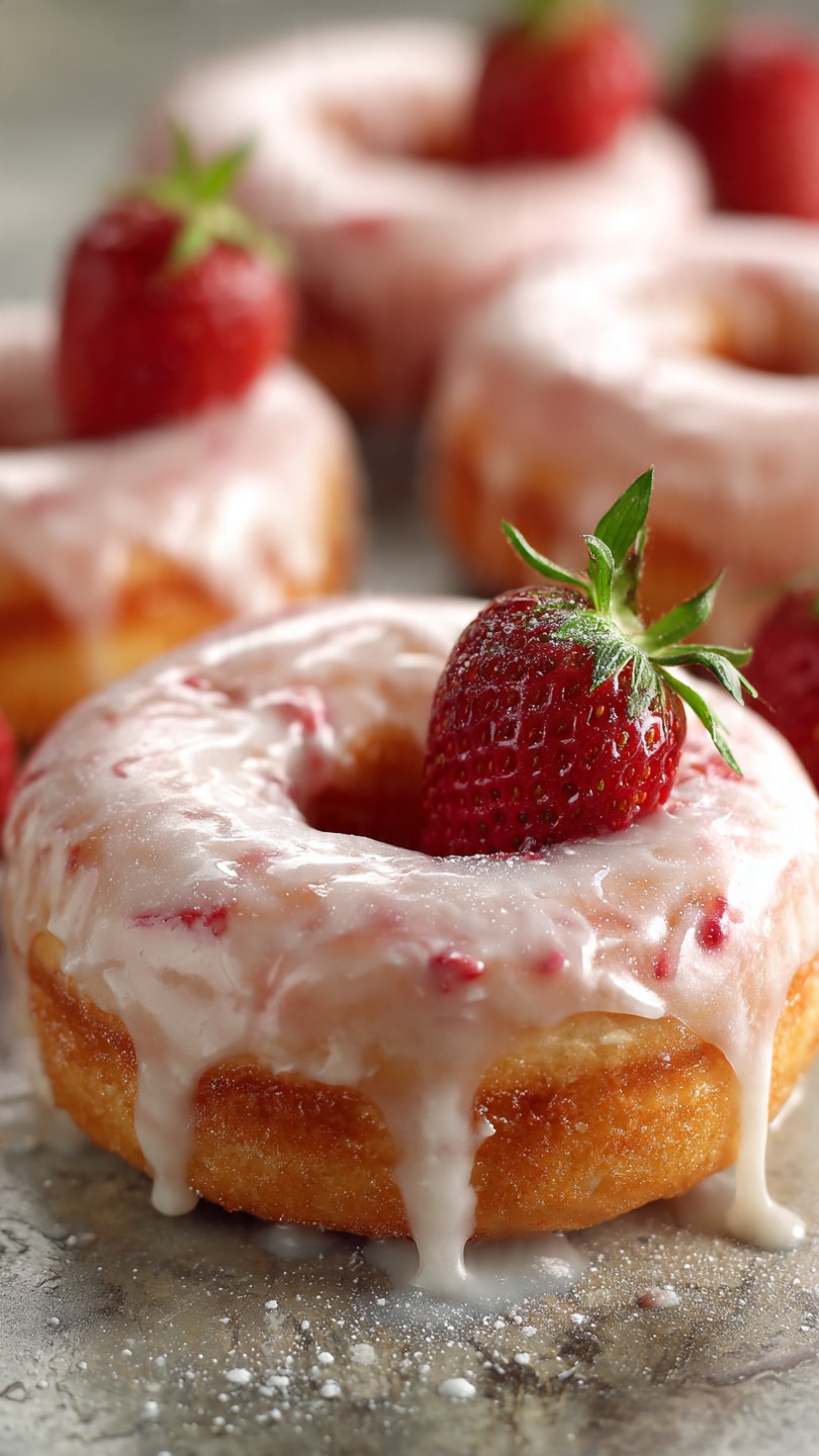 Baked Strawberry Cake Donuts Recipe