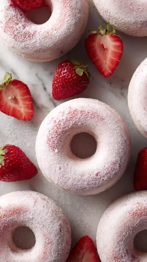 Baked Strawberry Cake Donuts Recipe
