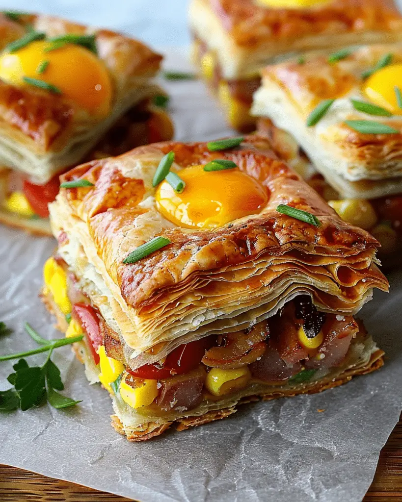 Breakfast Stuffed Puff Pastry Bars