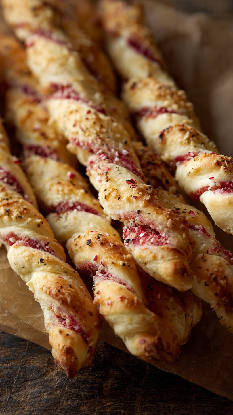 Candy Cane Pizza Breadsticks
