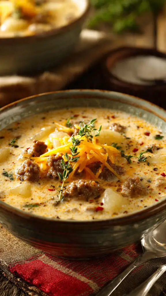 Cheesy Hamburger Potato Soup