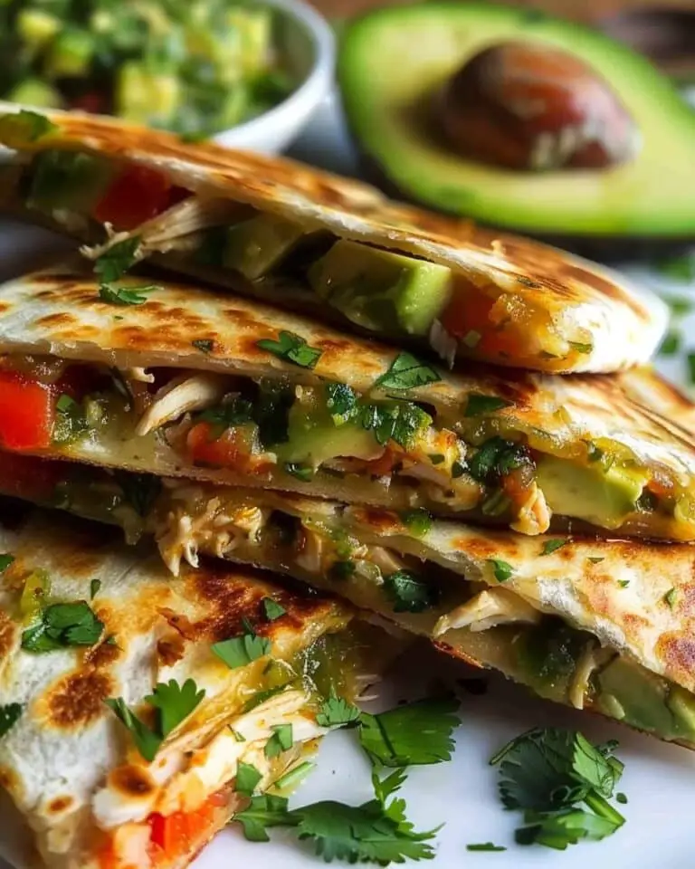 Chicken, Pepper & Avocado Quesadillas With Fresh Cilantro Salsa