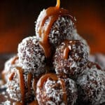 Chocolate Peanut Butter Snowballs With Caramel Drizzle