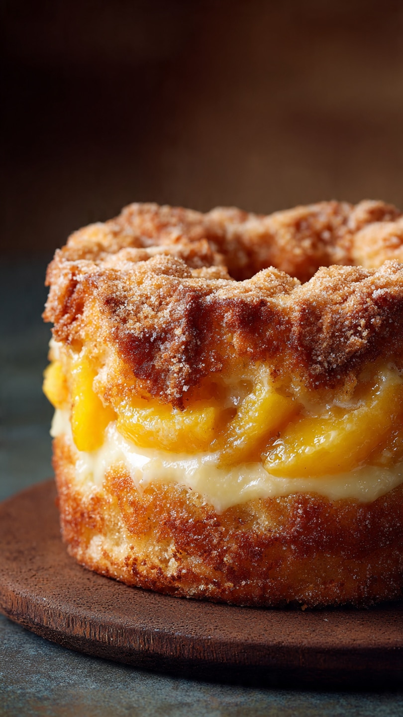 Classic Peach Cobbler Cheesecake Donuts