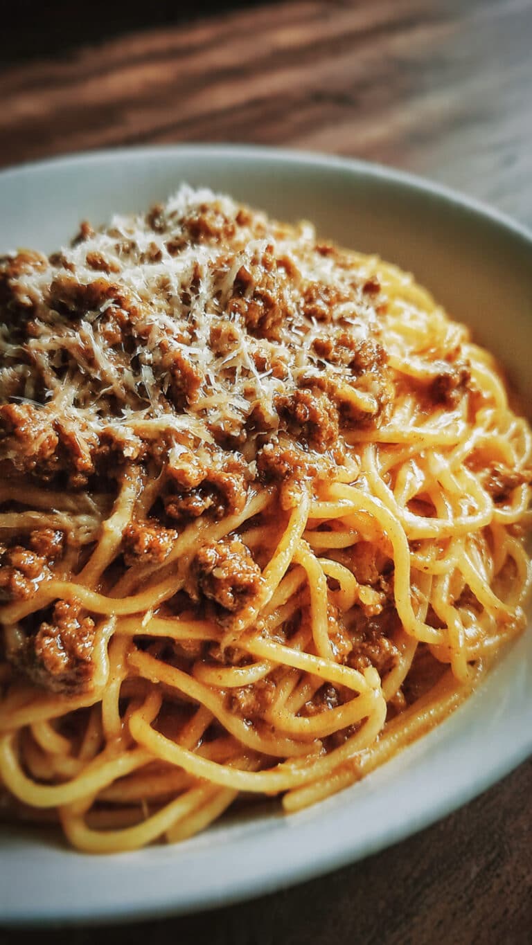 Creamy Cajun Beef Spaghetti With Triple Cheese Parmesan Sauce