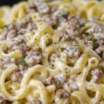 Creamy Ground Beef Alfredo Pasta