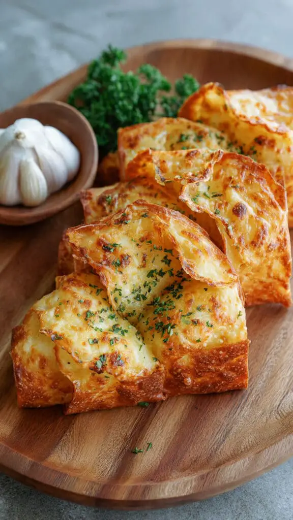Crispy Air Fryer Cheesy Garlic Bread With Tortilla Twist