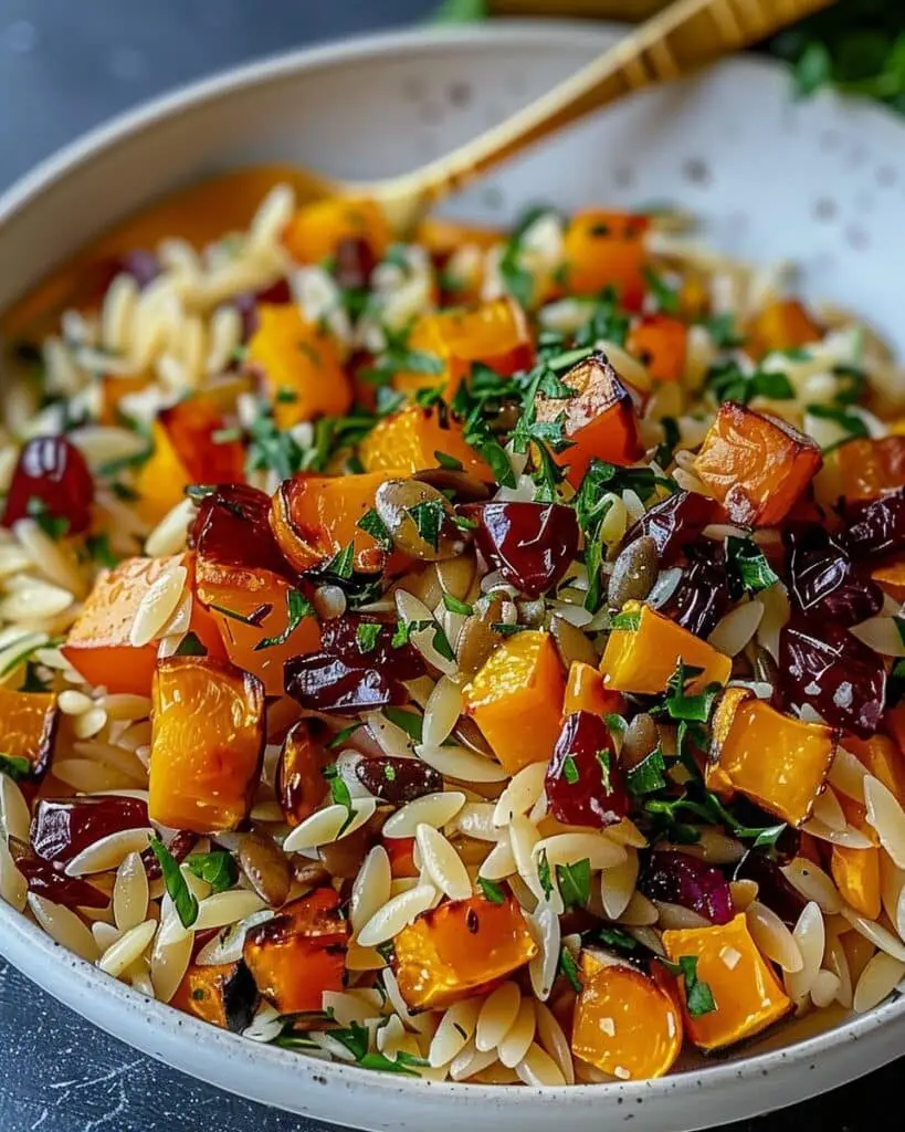 Delicious Roasted Butternut Squash Orzo Salad For Cozy Nights
