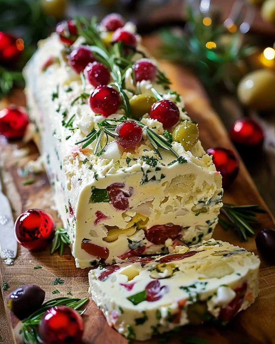 Festive Antipasto Cream Cheese Log