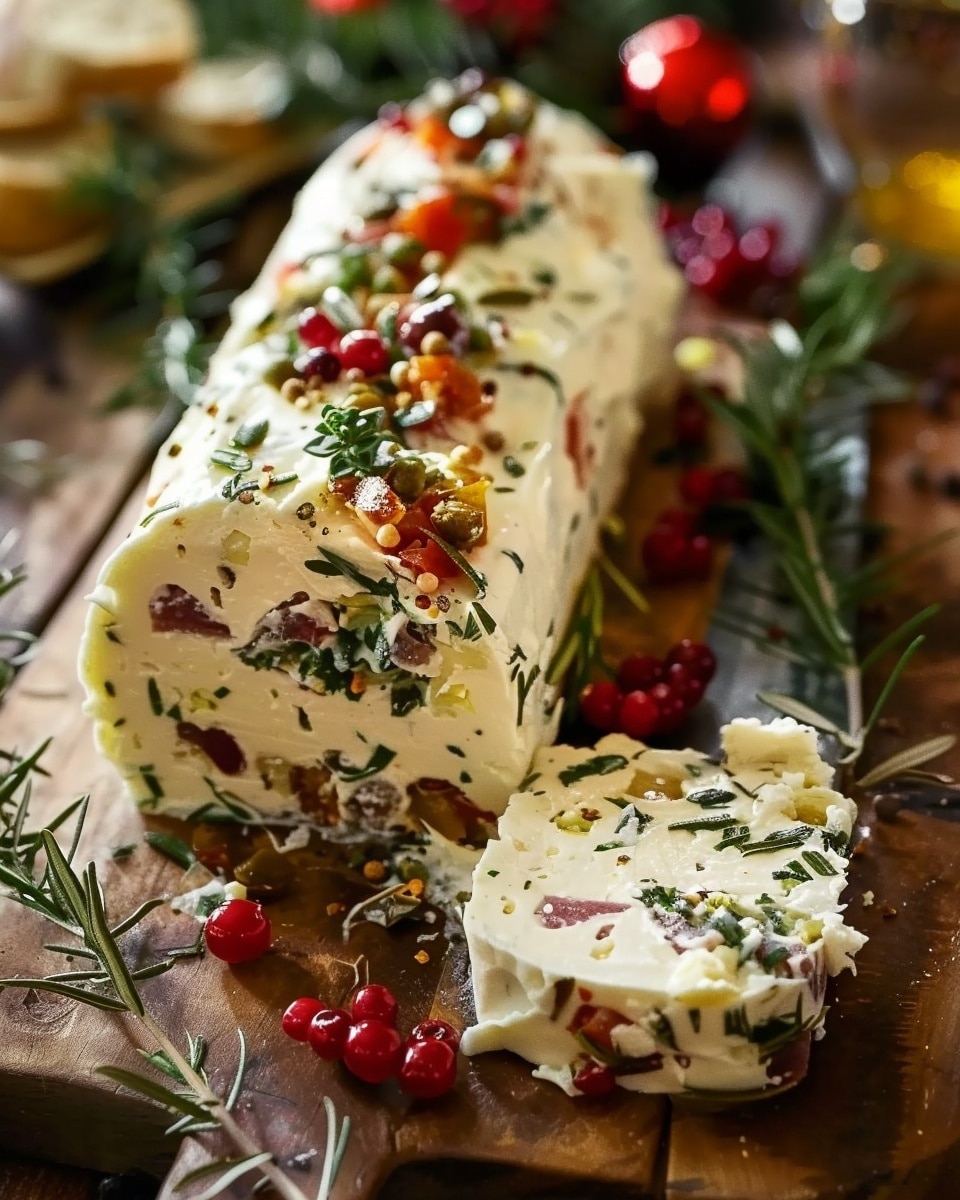 Festive Antipasto Cream Cheese Log