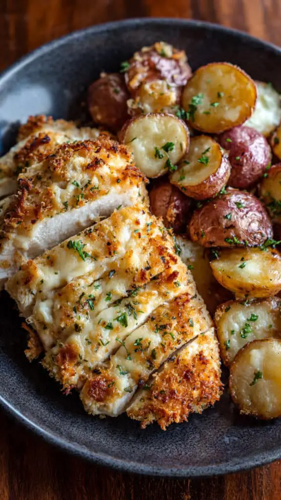 Garlic Parmesan Chicken And Potatoes (One-Pan Dinner)