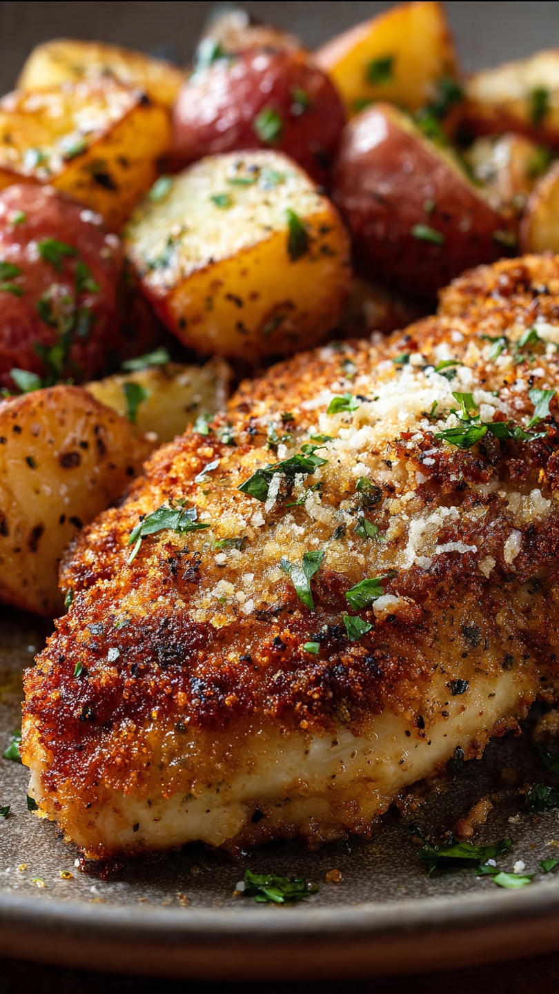Garlic Parmesan Chicken And Potatoes (One-Pan Dinner)