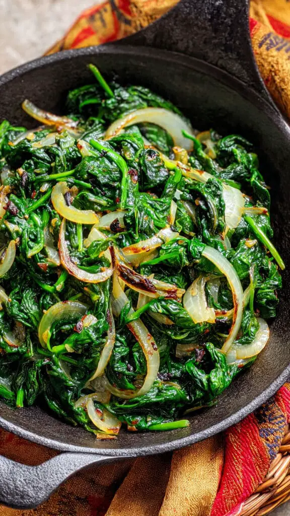 Garlic Sautéed Spinach With Onions