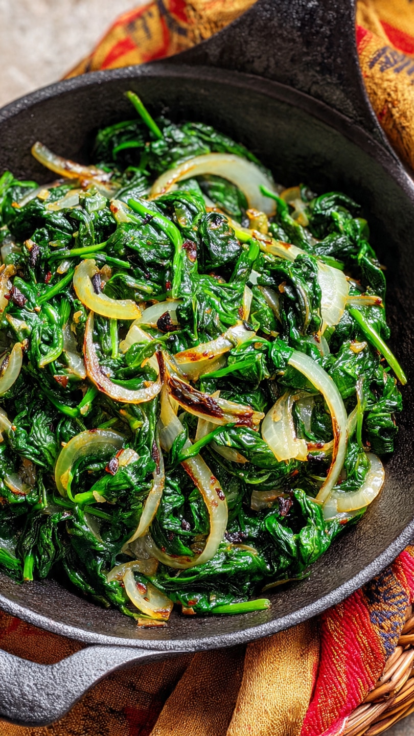 Garlic Sautéed Spinach With Onions