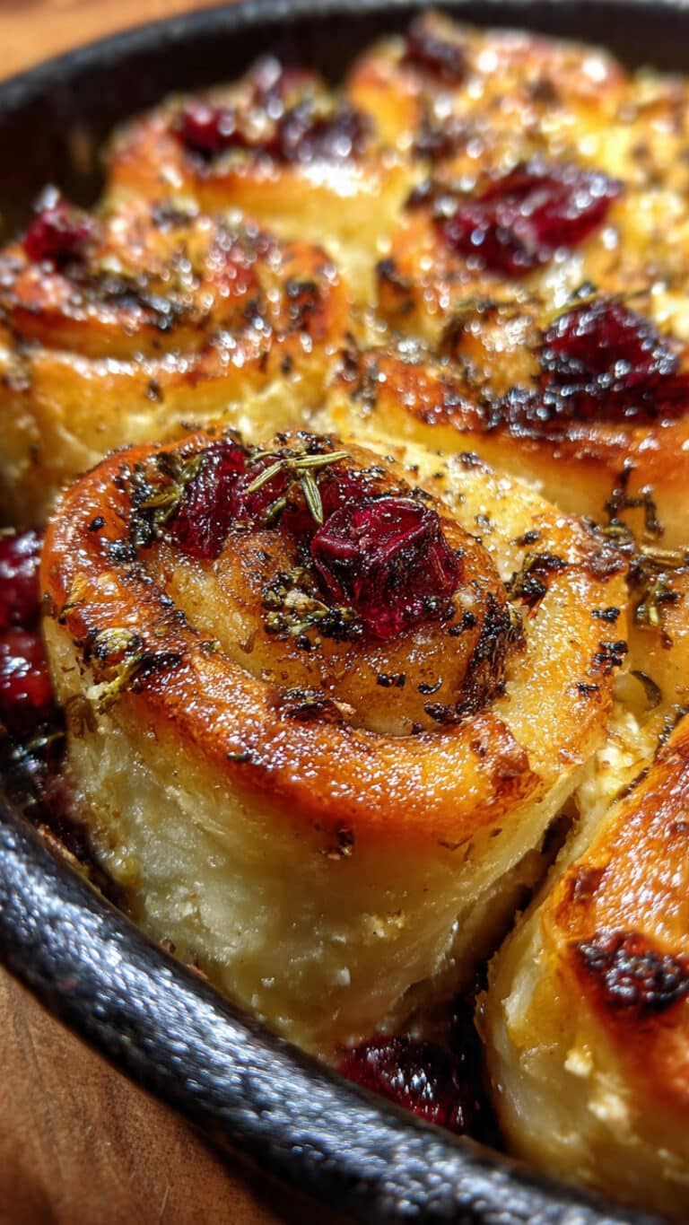 Golden Baked Feta Rolls With Sweet Cranberry Honey