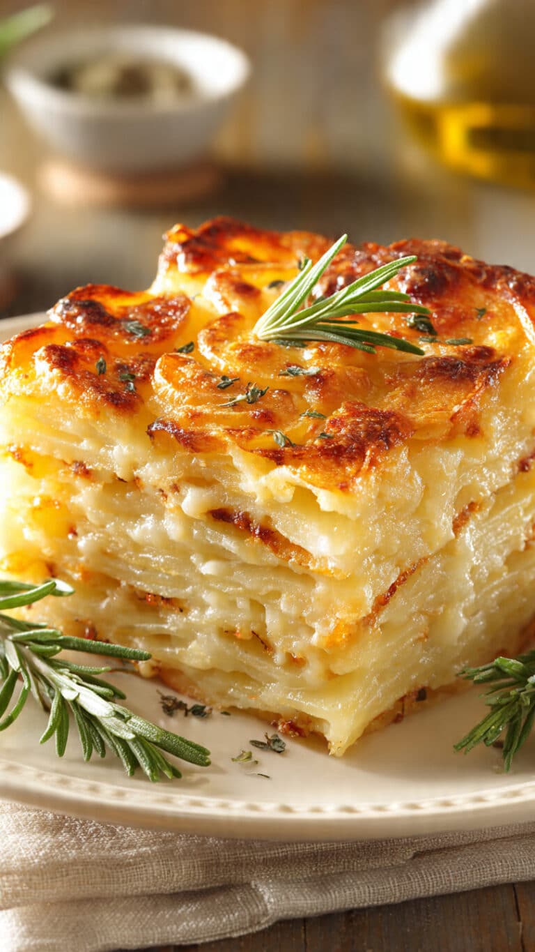 Golden Layered Potato Casserole With Melted Cheese