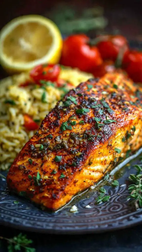 Mediterranean Salmon With Rice