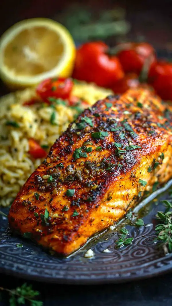 Mediterranean Salmon With Rice