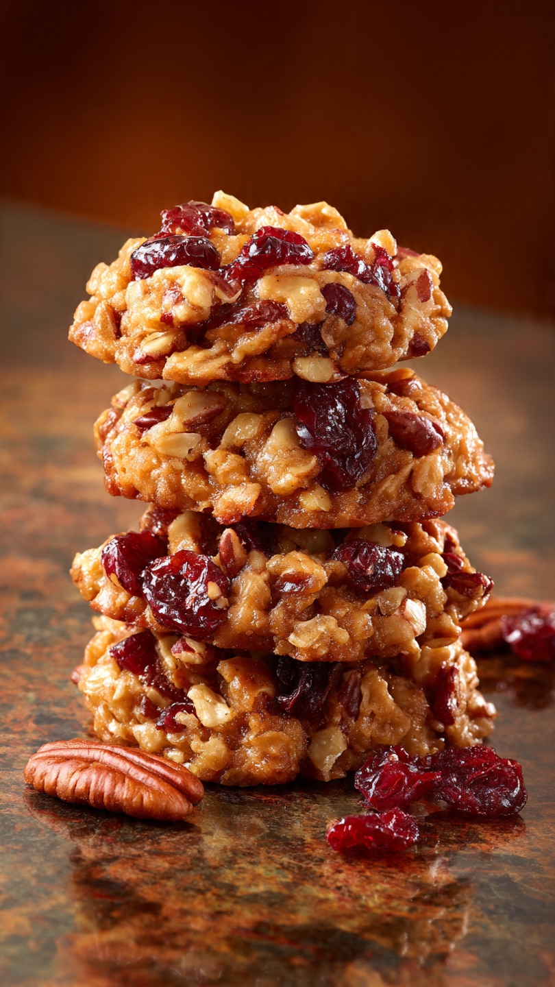 No-Bake Cranberry Pecan Praline Cookies