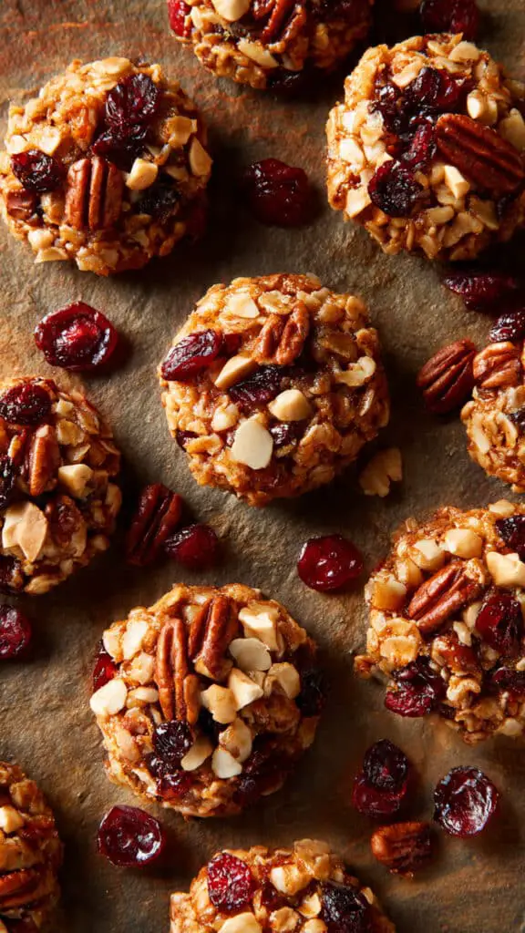 No-Bake Cranberry Pecan Praline Cookies