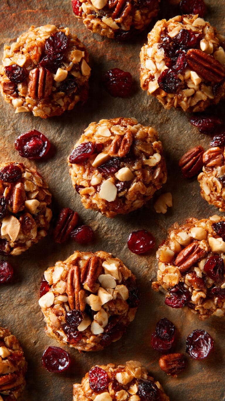 No-Bake Cranberry Pecan Praline Cookies