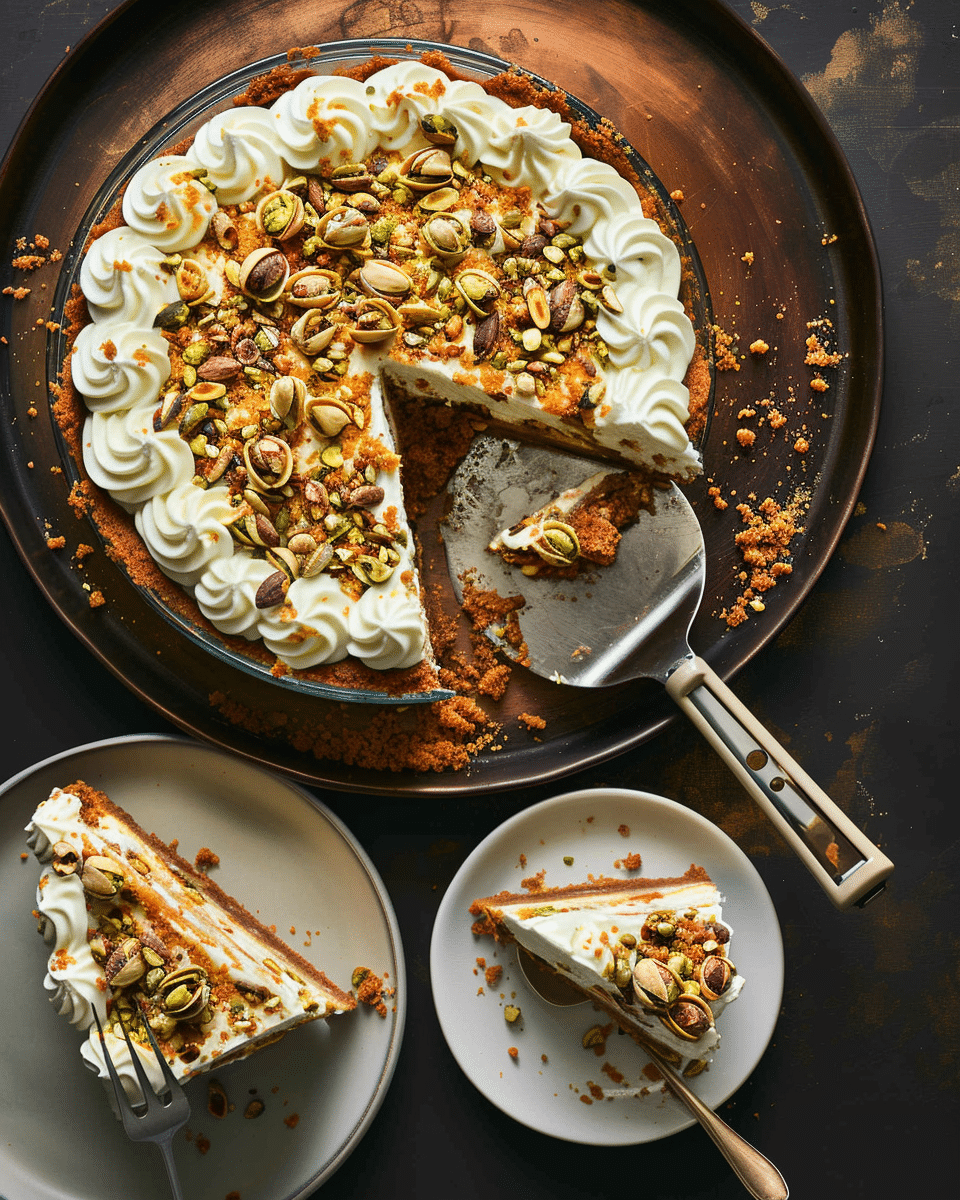 No Bake Pistachio Cannoli Pie