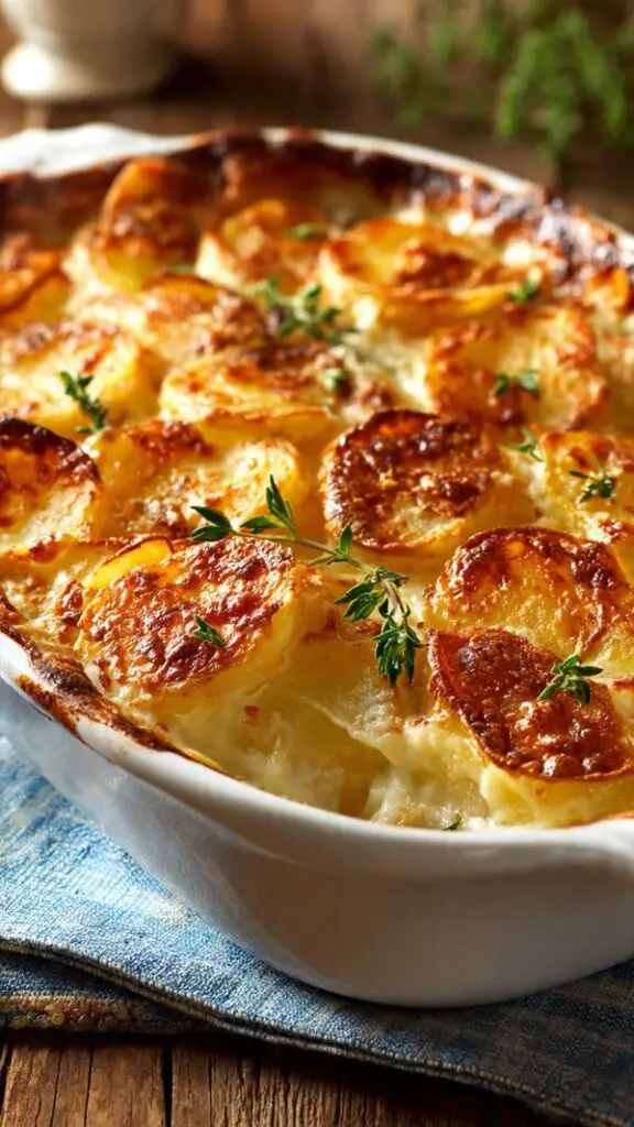 Roasted Garlic Potatoes Au Gratin – Creamy & Easy