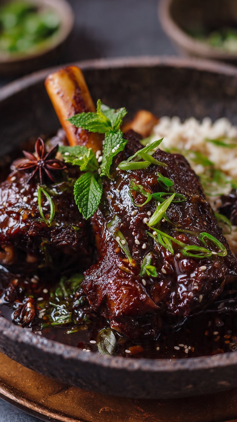 Slow Cooker Asian-Fusion Lamb Shanks With Star Anise & Sticky Glaze
