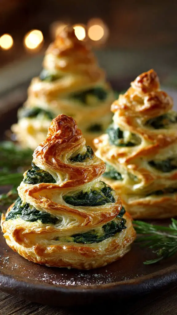 Spinach Puff Pastry Christmas Trees