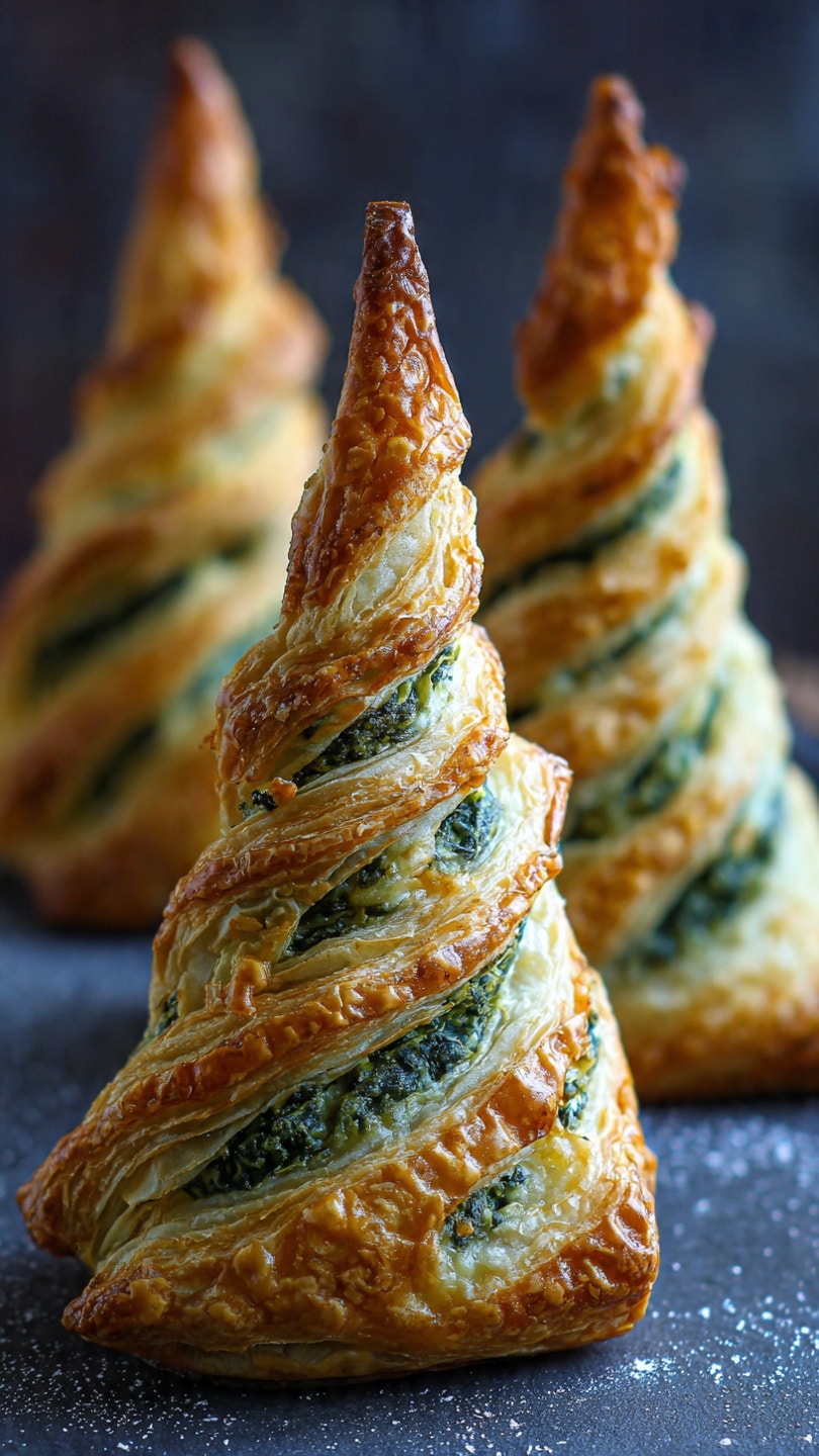 Spinach Puff Pastry Christmas Trees
