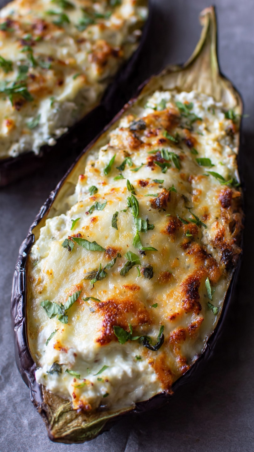 Stuffed Eggplant With Ricotta & Herbs