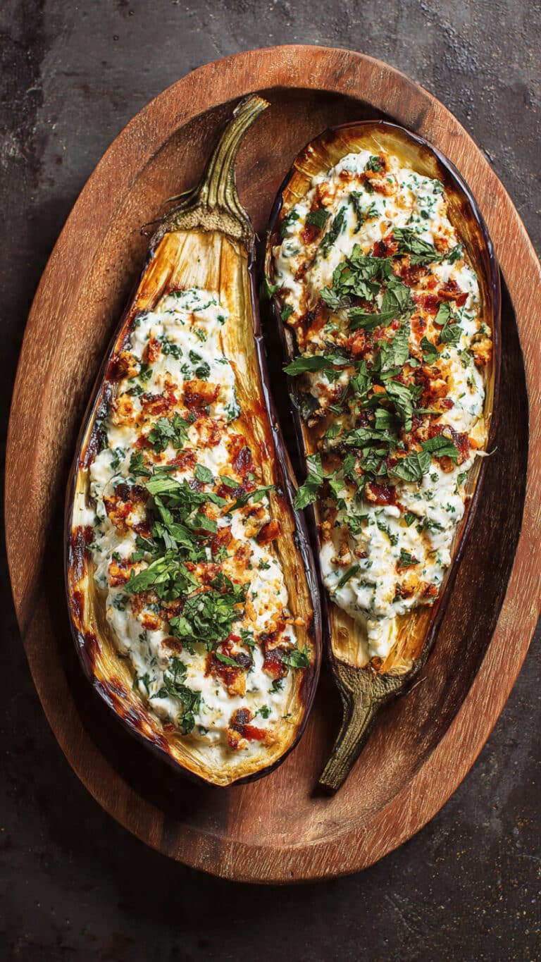 Stuffed Eggplant With Ricotta & Herbs
