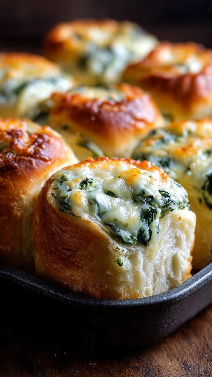 Stuffed Spinach Cheddar Holiday Rolls
