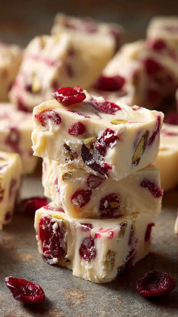 Sugar-Free White Chocolate Cranberry Fudge With Pistachio Swirl