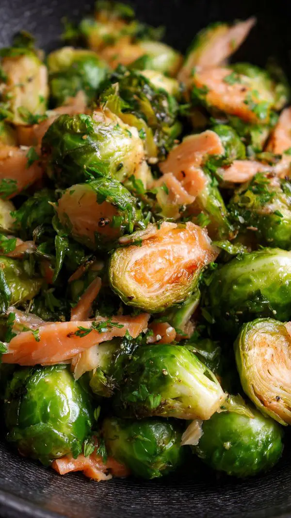 Air Fryer Brussel Sprouts With Smoked Salmon