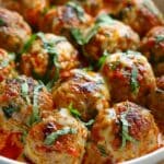 Baked Chicken Ricotta Meatballs With Spinach Alfredo Sauce
