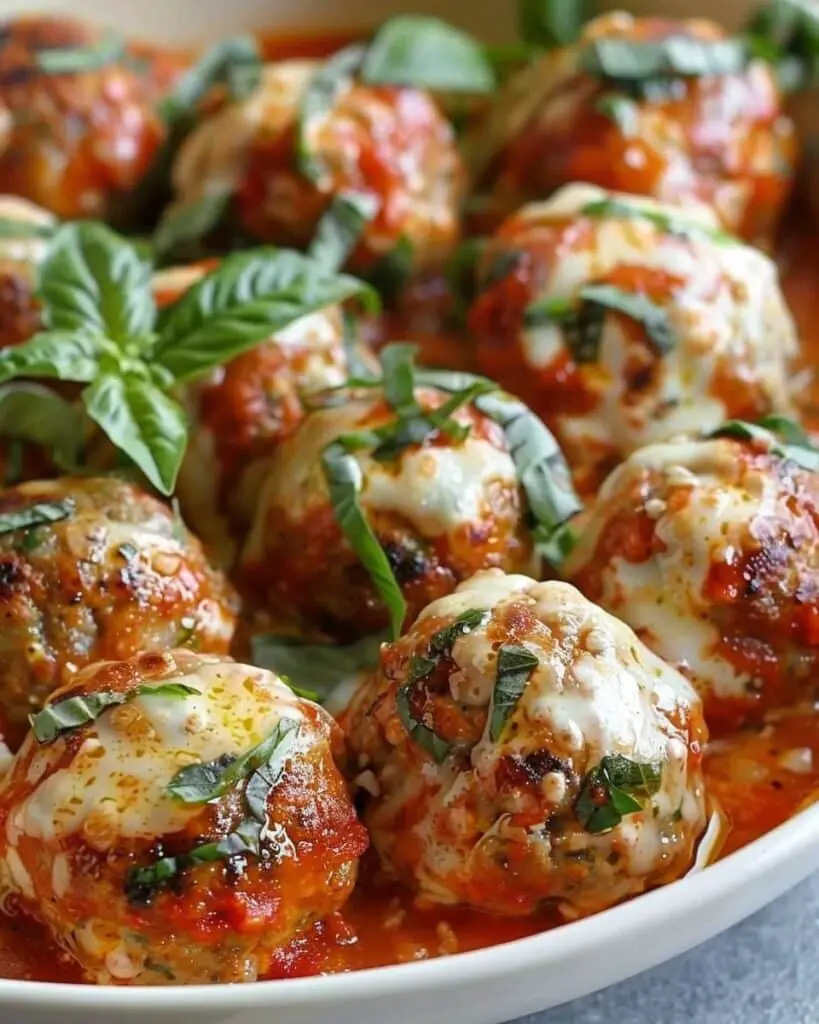 Baked Chicken Ricotta Meatballs With Spinach Alfredo Sauce